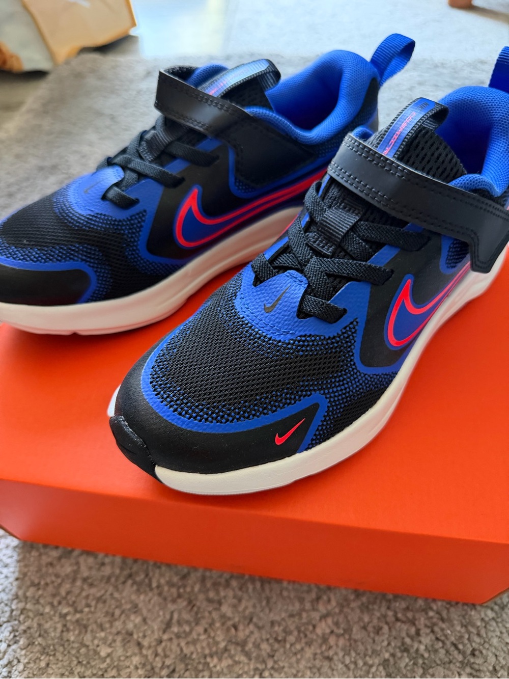 Nike Kids Black & Blue Sneakers with Pink Swoosh